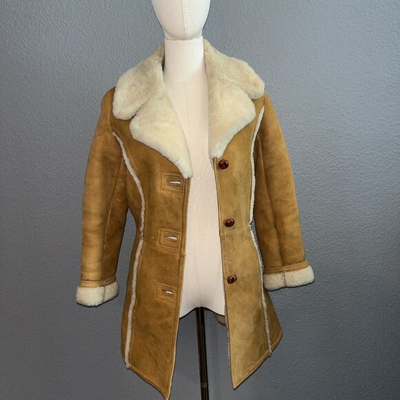 VINTAGE 70'S MATTERHORN NAPA SUEDE SHEEPSKIN SHERPA JACKET COAT - MADE IN USA -8 - Picture 1 of 15